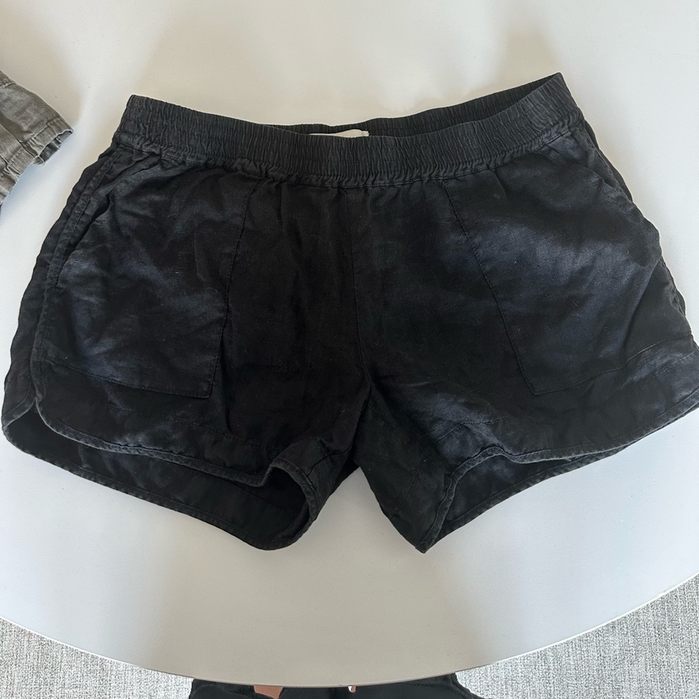 Black linen shorts